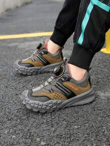Boys' Mesh Autumn Sports Running Shoes, Kids' Casual Fashion Mesh Sneakers - Khaki - View 2
