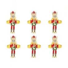 8/12pcs/Christmas Nutcracker Napkin Rings, Red Soldier Napkin Buckles, Table Decor, Can Be Used For Napkin Decoration And Storage, Holiday Party Tabletop Decoration, Christmas, New Year Decoration - Red and White - View 12