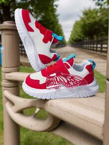 Girls' Spring/Summer New Fashion Fresh Style Butterfly Decor Casual Convenient Hook & Loop Sports Sneakers - Red - View 4