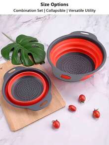 1 Pieza Cesta De Colador Portátil Plegable De Fregadero Para Cocina, Escenario Al Aire Libre - Rojo - Ver 7
