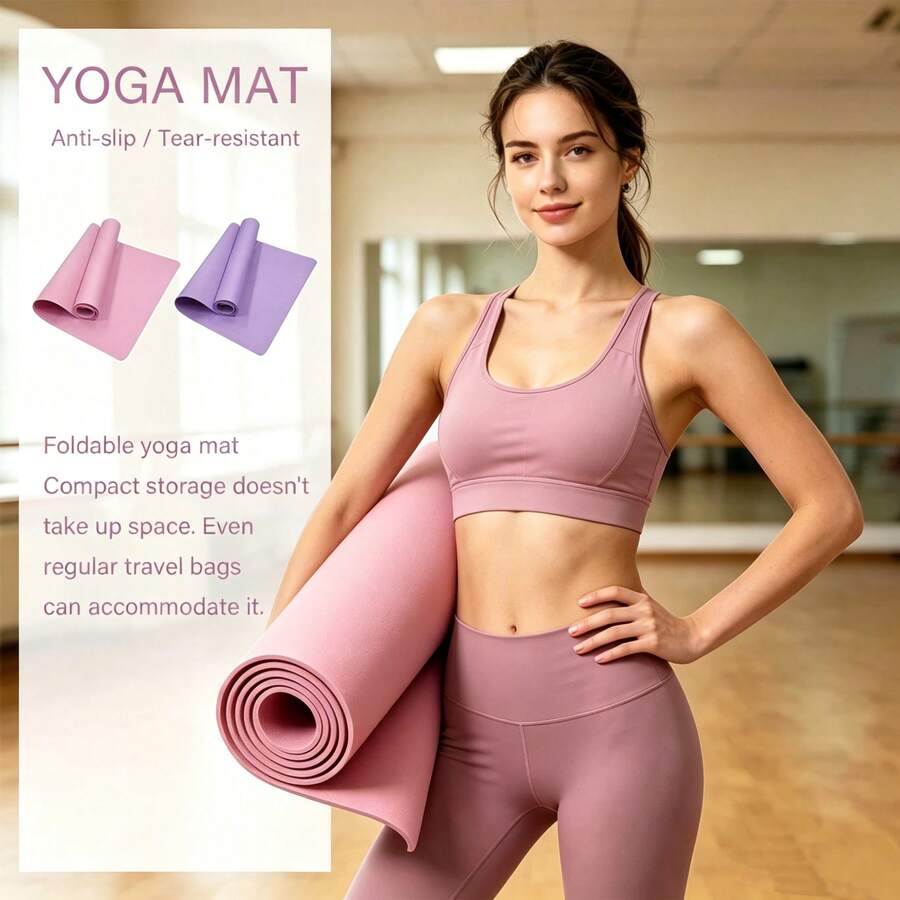 1 buah Matras Yoga EVA Anti Selip Ekstra Lebar Ukuran 173*0.4cm, Matras Latihan Lipat Portabel, Cocok untuk Pemula, Matras Kebugaran, Matras Tari Pilates Yoga - MultiWarna - View 1
