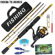 KecchKrezing Dragon Pattern 4-Section Straight Handle Fishing Rod And Reel Set, Complete Fishing Gear With Lure Pliers, Fishing Line, Lures And Portable Storage Bag, Specialized Equipment For Lake Bass Fishing, Suitable For Beginners And Advanced Anglers - Gold - View 8