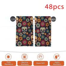 2/4/48pcs Halloween Series Candy Skull Floral Pattern Printed Kitchen Towels - Super Soft, Absorbent Polyester Dishcloths And Hand Towels, Perfect For Holiday Decor, Kitchen Decor, Party Decor - Multicolor - View 14