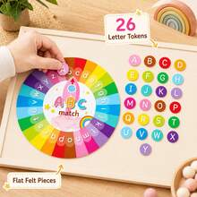 hoojojo Rainbow ABC Letter Matching Felt Cards Set, Colorful Round Alphabet Learning Pieces, Letter Recognition Teacher Teaching Aid, Learning Supplies, Classroom & Home Practice, Back‑To‑School - Multicolor - View 6