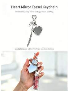 Creative Hanging Decor Heart & Star Pendant Mesh Bag Lipstick Storage Pouch, Stainless Steel Lip Balm Holder, Metal Keychain, Suitable As Gift For Friends, Family Or Girlfriend - Multicolor - View 2