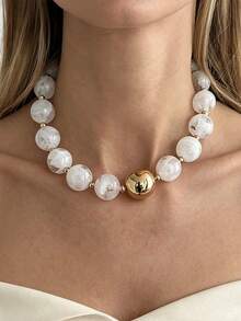 Collar de cuentas de resina de moda - Accesorio único y versátil - Collar de cuentas - Ver 2