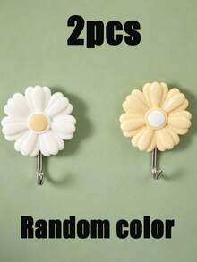 1/6pcs Random Flower Shape Self-Adhesive Wall Hooks, Suitable For Home Decor, Storage, Organization, Storage Rack, Hanging Hook, Key Rack, Coat Rack - Multicolor - View 5