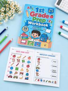 Children's Reading & Math Comprehensive Training Workbook, School Readiness Activity Book, Back To School Learning Supplies, Holiday Learning Gift - Multicolor - View 2