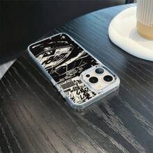 1件裝賽車圖案黑銀配色手機殼，適用於 Apple 手機 - 彩色 - 查看 3
