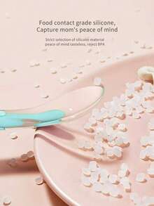 2pcs Silicone Material Infant Soft Tip Baby Feeding Spoon,  Feeding Utensils For Children (Smiling Face) - Blue - View 4