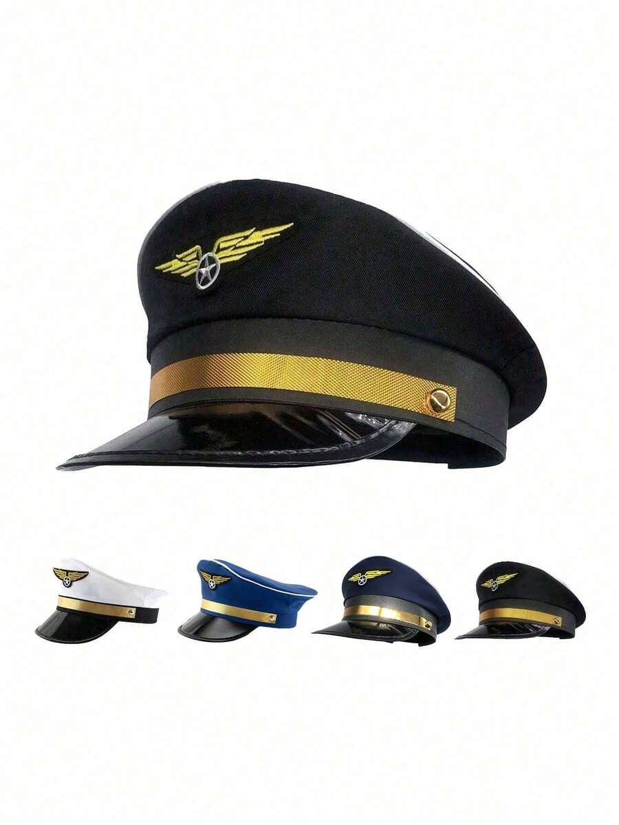 1 件航空公司飞行员帽、制服帽、角色扮演空姐服装帽子，适合节日派对 - 彩色 - 查看 1