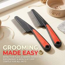 2pcs Pet Flea Comb, Professional Stainless Steel Teeth, For Removing Fleas, Lice, Hair, Dense Teeth Design, Suitable For Dogs, Cats, Short Hair And Long Hair Puppies And Kittens - Multicolor - View 1