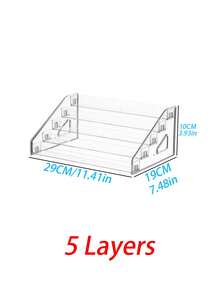1pc/3/5/6/7 Tier Adjustable Transparent Plastic Glasses Display Stand, Modern Minimalist Style, Transparent Color, Stepped Design, Glasses Display Rack, Fashion Glasses Storage, Suitable For Bedroom Vanity, Store Window, Exhibition, Optical Shop - Transparent - View 13