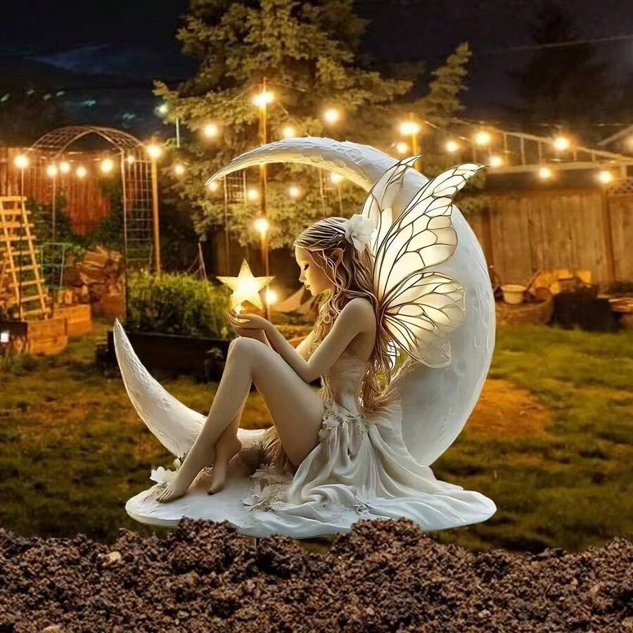 Cross-Border New Fairy With Wings 2D Flat Acrylic Potted Plant Decoration Garden Yard Ground Stake - A - View 1