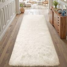 EDIMENS Long Hallway Runner Rug 80x300, High Pile Bathroom Rug Non-Slip, Fluffy Washable Kitchen Rug Bath Mat, Rugs For Bedroom Bed Runner Hallway Living Room - 奶油白 - 查看 4
