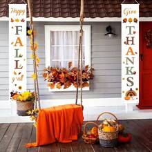 2Pcs Thanksgiving Welcome Sign,Autumn Hanging Banner,Fall Harvest Decor,Thanksgiving Party Wall Decorations - Multi-style a - View 5