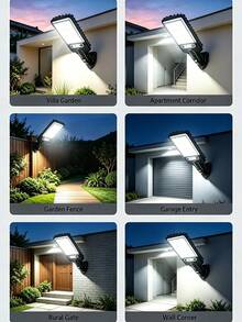 1 件 2200W 户外太阳能运动传感器泛光灯 - 带遥控器和 LED 壁灯功能，运动传感器花园安全灯 - 节能防水，户外壁挂式门廊车库车道灯 - 白光 - 查看 4