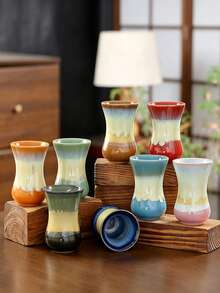 Bộ tách cà phê Thổ Nhĩ Kỳ bằng gốm kèm đĩa lót, tách espresso gốm, tráng men nung lò màu gradient, bộ tách cà phê Ả Rập nhỏ và đĩa lót, phù hợp dùng tại nhà, quán cà phê và làm quà tặng - Nhiều màu - Xem 3