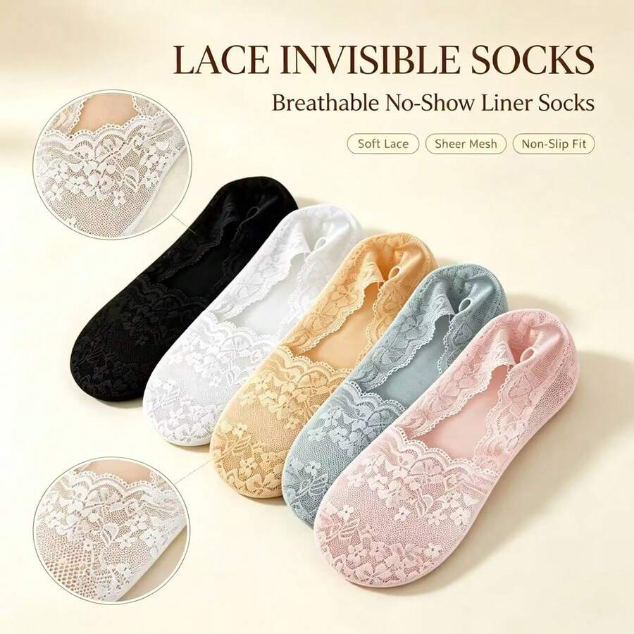 chuanwa(2) 1/5/10 Double Spring/Summer Women's Lightweight, Durable, Fashionable, Anti Slip, Solid Color Cherry Blossom Pattern Short Socks - Multicolor - View 1