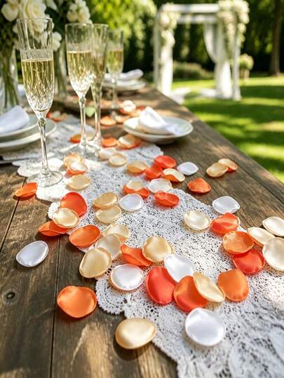 800pcs Artificial Silk Rose Petals, Heat-Sealed Fabric Petals, Wedding Aisle Decor, Bridal Shower Engagement Party Table Scatter Decoration, Romantic Wedding Confetti Supplies