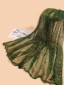 1pc Women's Sequin Solid Color Headscarf Shawl, Lightweight Sun Protection Scarf, Suitable For Outdoor Daily Wear - Green - View 4