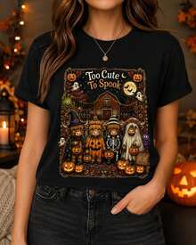 Men's Graphic Tees Highland Cow Pumpkin Ghost Spooky Farm Animal Tee Pullover Herren Tops Sommer Oberteile männer kleidung geschenke für männer - Schwarz - Übersicht 1
