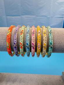 1 pieza Brazalete de estilo bohemio vintage con esmalte colorido, joyería Y2K para mujer, accesorio diario para playa y fiesta (patrón de resina aleatorio) - Multicolor - Ver 10