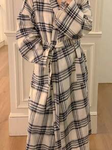 1 pieza Bata de baño para mujer, ropa de estar en casa de estilo europeo minimalista de manga larga, ropa de casa de unicolor ligera para invierno, primavera y otoño, uso en el baño, temporada de regreso a la escuela - Multicolor - Ver 15