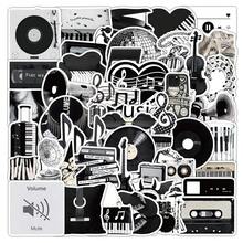 50 Buah Stiker Vinyl Elemen Musik Hitam Putih Tahan Air untuk Skateboard, Tumbler, Headphone, dan Dekorasi Estetik - 50 buah - View 1