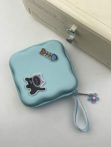 1pc Creative Cat & Fish Data Cable Protector Soft Shell, Large Capacity Portable Digital Accessories Storage Bag, Charger Cable Protector With Resin Flower Pendant Decoration, Bluetooth Earphone Power Bank Storage Box, Data Cable Digital Accessories Travel Portable Protective Storage Case - Multicolor - View 5