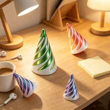 1 Stück spiralförmiges 3D-gedrucktes Stressabbau-Spielzeug, Fingertipp-Fidget-Gadget, kreatives Schreibtisch-Ornament, Büro-Stressabbau-Spielzeug - Verschiedenfarbig - Übersicht 2