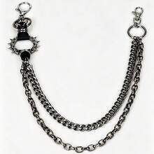 Personalized Hip-Hop Style Punk Vintage Stage Performance Decoration Double Layer Waist Chain - Black - View 6