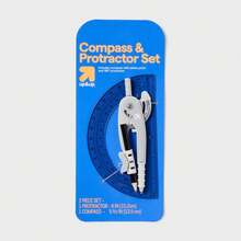 2pcs Compass And Protractor Set, Gray Plastic Math Drawing Tools With Ruler, 6 Inch Range, Easy Circles, Comfort Grip - A - View 2