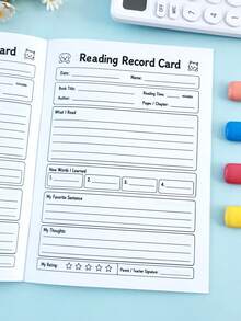 Children's English Reading Record Notebook Cartoon Reading Check-In Manual Reading Time Vocabulary Reading Reflection Registration Notebook Back To School Learning Supplies Teacher Classroom Reward Notebook Holiday Learning Gift - Multicolor - View 5