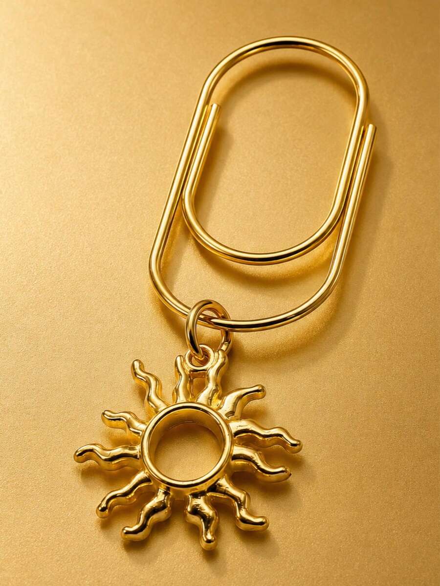 2pcs/10pcs Gold Sunflower Paper Clips Bookmarks, Large Metal Octagonal Star Paper Clips Student Book Markers Accessories, Mother's Day, Bookworm, Girlfriend, Friend's Graduation Gift, Teacher's Day, Thanksgiving Gift, Cute Bookmark Gift, Book Lover's Bookmark - Rectangle - View 1