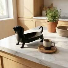 Minimalist 3D Printed Dachshund Swan Storage Tray, Multi-Functional Vanity Jewelry Dish, Can Hold Rings And Watches, Cute Dog Shaped Entryway Key Organizer - Black - View 5