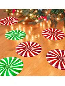 3pcs Christmas Floor Stickers | Colorful Candy Pattern Self-Adhesive Wall Decals | Bedroom, Entryway, Living Room And Hallway Home Decor Wall Stickers | Removable Stickers | Glass And Wall Decoration Decals | Christmas Party Decoration - Multiple Styles - View 1