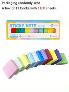 11 Packs (1100 Sheets) Assorted Color Sticky Notes, Creative Easy-Stick Sticky Notes, Suitable For Office, School And Students, Tear-Off Sticky Notes, Convenient For Students To Take Notes, Equipped With Multi-Functional Index Stickers, School Supplies, Back To School Essential (100 Sheets Per Pack) - Multicolor - View 13