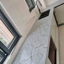 1 Roll - Blue 3D Marble Pattern Waterproof Wall Sticker - Heat Resistant And Oil Resistant - Waterproof And Oil-Proof Self-Adhesive Wallpaper - Suitable For Kitchen - Bathroom - Stove Countertop - Tile Cabinet Repair - Marble Film Design - Heat Resistant Countertop - Marble Texture - Easy Installation - Marble Countertop - Bluestone Gilded - View 6