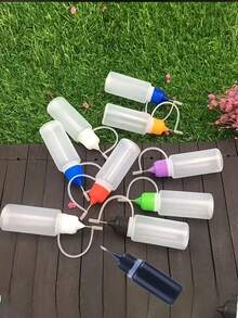 1/3/9件組 0.34oz 精密尖嘴液體瓶，迷你漏斗，0.34oz 針尖膠水瓶，隨機顏色，適用於DIY手工、繪畫、膠水、墨水、壓克力藝術 - 其他塑膠材質（漏斗單獨販售，瓶蓋顏色隨機） - 彩色 - 查看 9