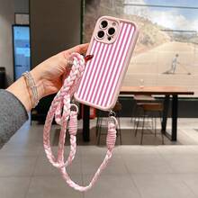 1件粉色條紋圖案防震手機殼，TPU材質，適合作為節日禮物，兼容 Apple XS/XS Max/XR/11/12/13/14/15/16 Pro/Pro Max/14/15/16 Plus/17，中性款 - 彩色 - 查看 5