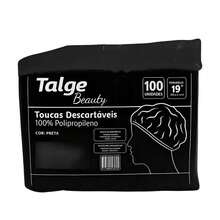 Touca Descartável TNT sanfonada com 100 unidades Talge Beauty Preta - Preto - Visão 2