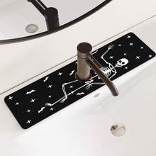 1pc Halloween Skull Pattern, Non-Slip Rubber Faucet Splash Guard, Bathroom Faucet Splash Guard, Mudguard, Moisture-Proof Non-Slip Faucet Pad, Kitchen Countertop Accessory. Protect Your Kitchen Countertop. - Multicolor - View 2