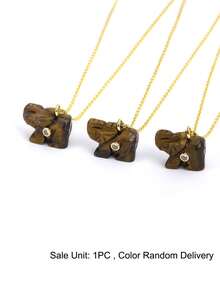 1pc Hand Carved Crystal Elephant Pendant Necklace For Women Natural Stone Rose Quartz Amethyst Mini Animal Handicraft Jewelry H935 - Necklace - View 9