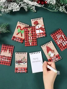 8/4/2 Stück Weihnachtsfeier Geschenkfüllungen Mini Spiralnotizbücher, Schneemann & Weihnachtsmann Muster tragbare Notizbücher, Weihnachtsgeschenkbeutel Füllungen, Weihnachtsstrumpf Füllungen, Weihnachtsdekorationen - Mehrfarbig - Übersicht 3