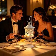 1pc Halloween Vintage Hollow Candle Lantern With Base, Hollow Tea Candle Holder, Suitable For Home Decor, Wedding Party Romantic Home Decoration, Living Room Bedroom, Moroccan Style Artistic Light Projection Design, Create Warm Atmosphere Wedding Decoration - Hollow Candle Holder - View 7