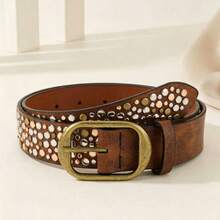 A Women's Street Punk Style Rhinestone Asymmetrical Claw Stud Metal PU Belt Suitable For Party Travel Fashion Women - Multicolor - View 1