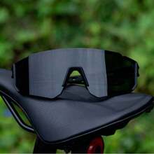 1pc Frameless One-Piece Unisex Party Fashion Glasses With Silver Mirror, Fashionable Wrap-Around Style - 1pc Black Gray - View 7