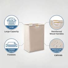 Large Foldable Children's Toy Storage Basket With Bamboo Handle, Independent Waterproof Laundry Basket, Suitable For Nursery, Laundry Room, Bedroom And Dormitory - Multicolor - View 6