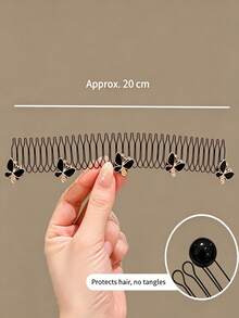 4pcs Women's Elastic Hair Combs, French Bun Styling Tools, Non-Slip Hair Clips, Suitable For Fine And Thick Hair, Elegant Updo Styling Tools, Vintage Hair Accessories - Black - View 8